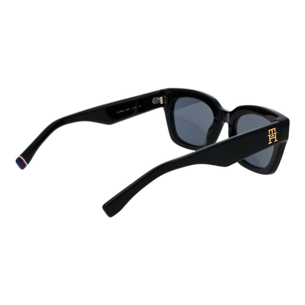 Tommy Hilfiger Women's Black Oval Sunglasses with Grey Lenses