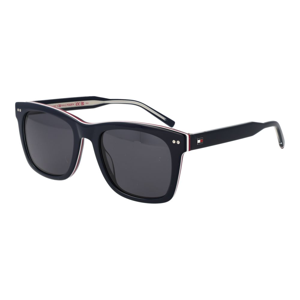 Tommy Hilfiger Men's Sunglasses – Blue Full-Rim Frame with Grey Lenses, 52mm