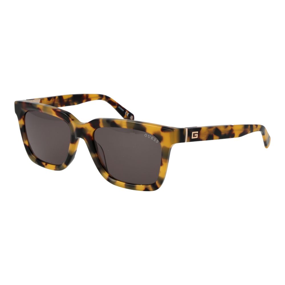 GUESS Men’s Sunglasses – Yellow Rectangle Frame with Green Lenses, 53mm