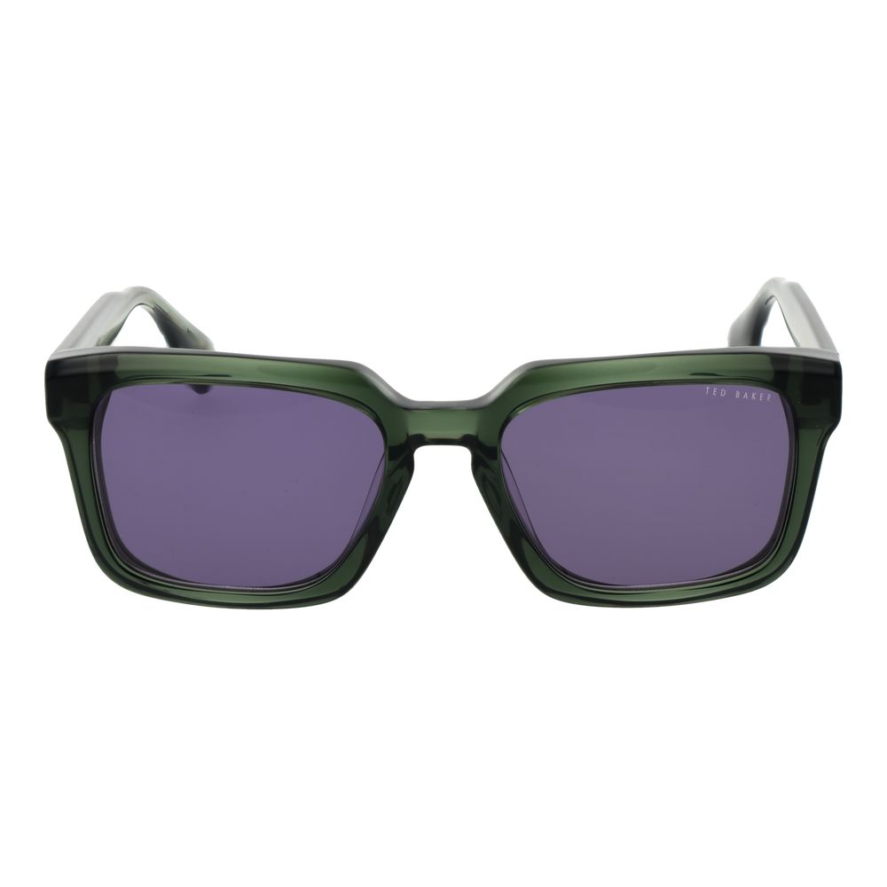 Ted Baker Men’s Sunglasses – Green Square Frame with Purple Lenses, 54mm