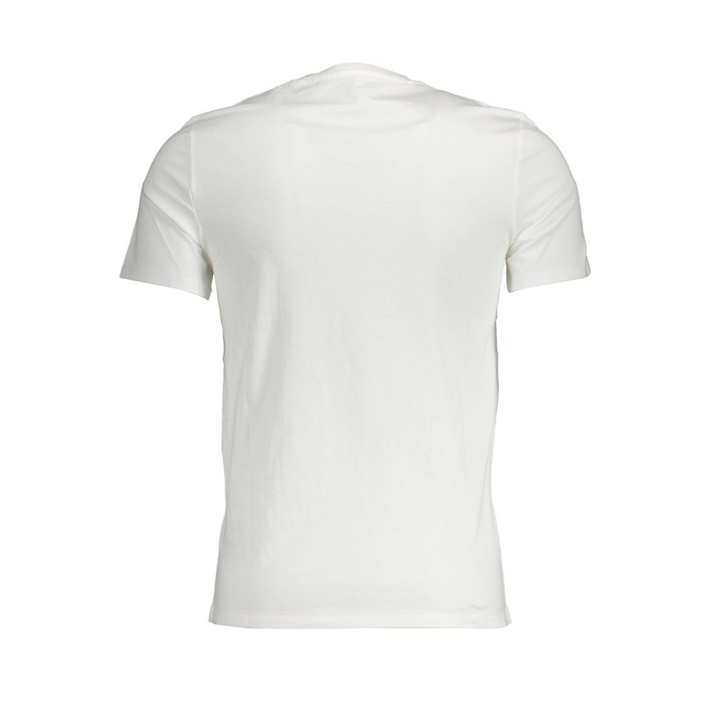 Guess Jeans White Cotton T-Shirt - Slim Fit V-Neck Style