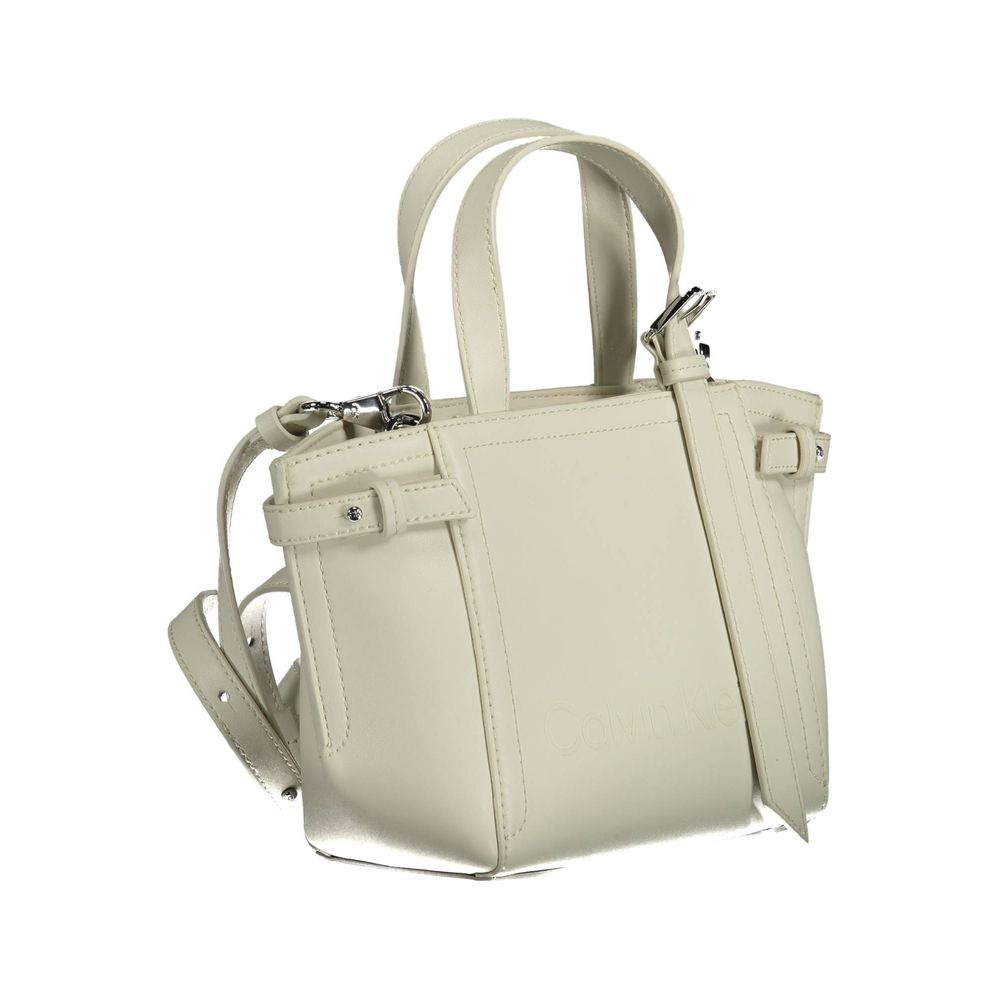 Calvin Klein White Polyester Handbag: Effortless Style and Functionality