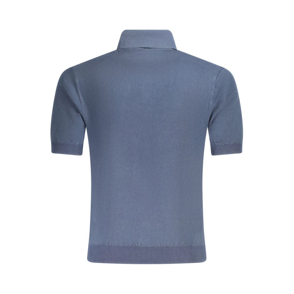 Guess Jeans Blue Cotton Sweater - Short Sleeve Polo Shirt with Embroidery