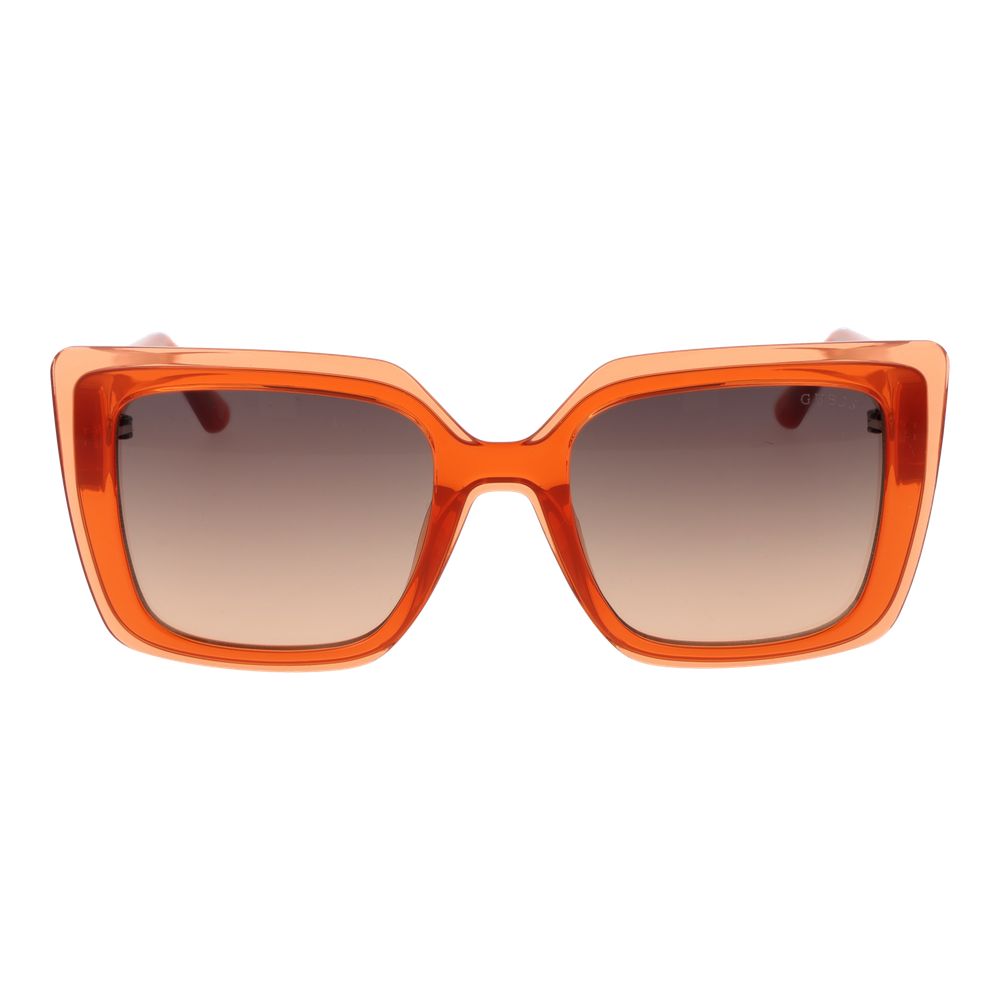 GUESS Women's Sunglasses – Orange Square Frame with Brown Gradient Lenses, 52mm