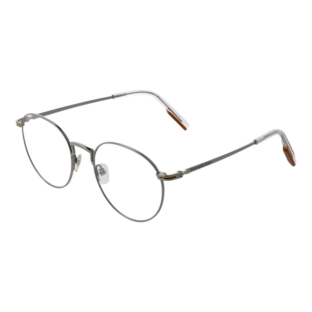 Ermenegildo Zegna Gray Men's Optical Frames – Round Full-Rim