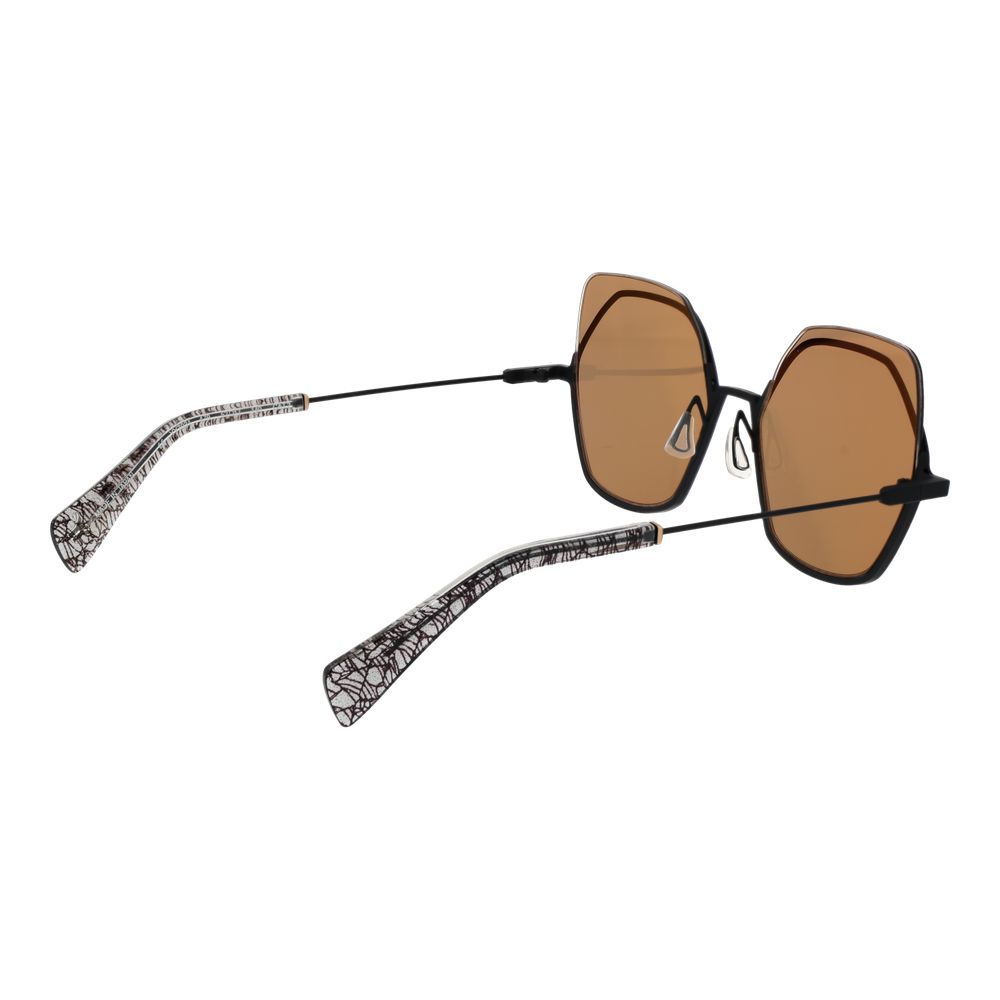 Yohji Yamamoto Unisex Sunglasses – Gold Half-Rim Frame with Beige Mirrored Lenses, 52mm