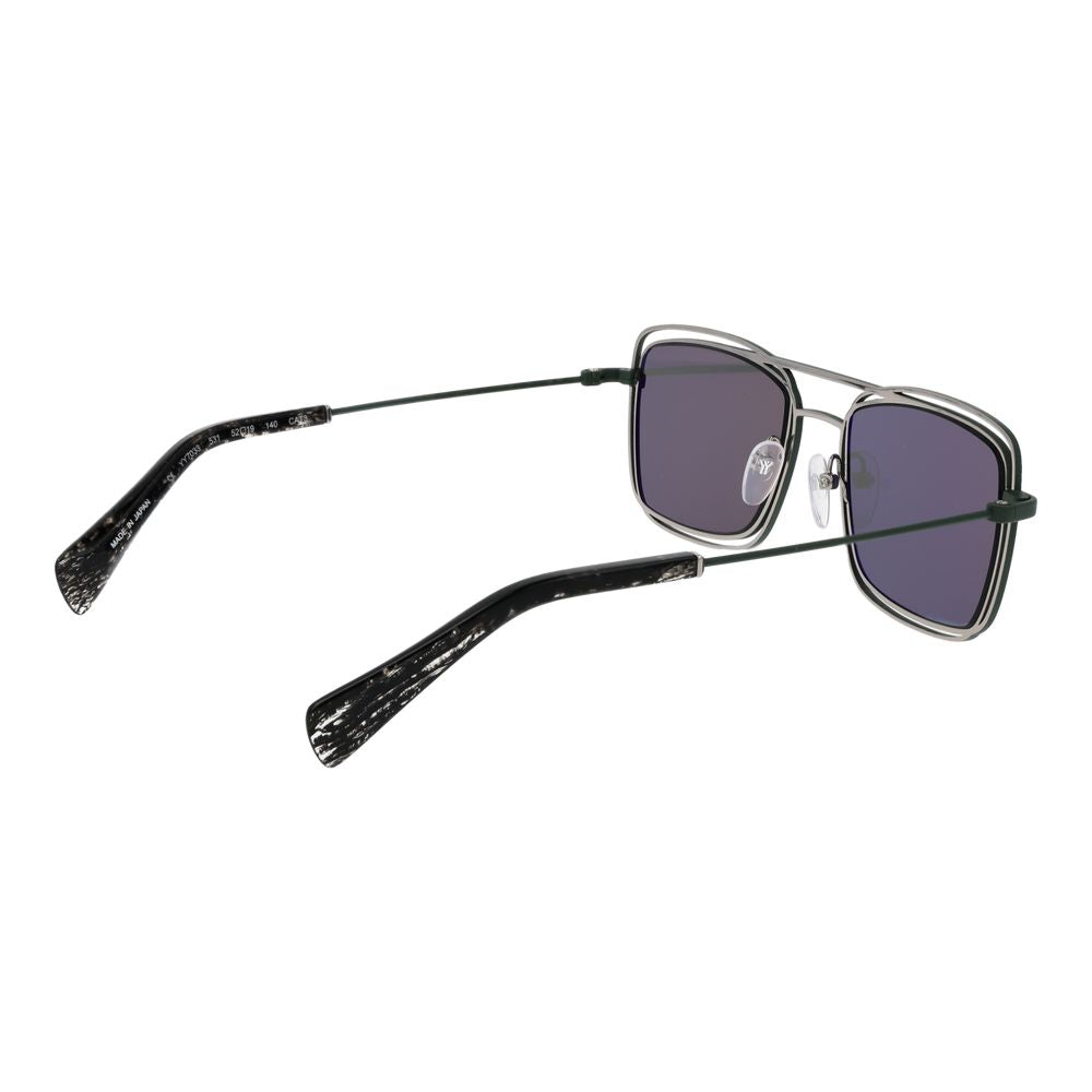 Yohji Yamamoto Unisex Sunglasses – Green Rectangle Frame with Grey Lenses, 52mm