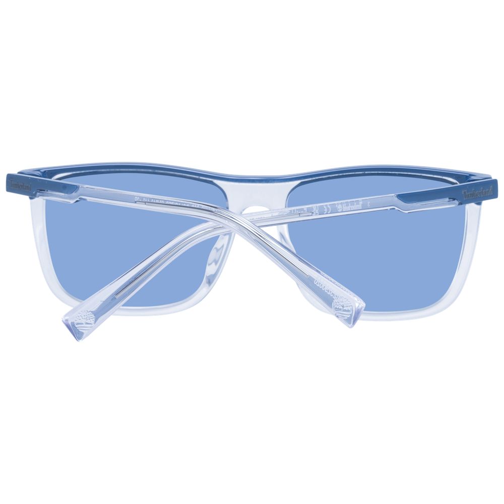Timberland Men’s Sunglasses – White Square Frame with Blue Lenses