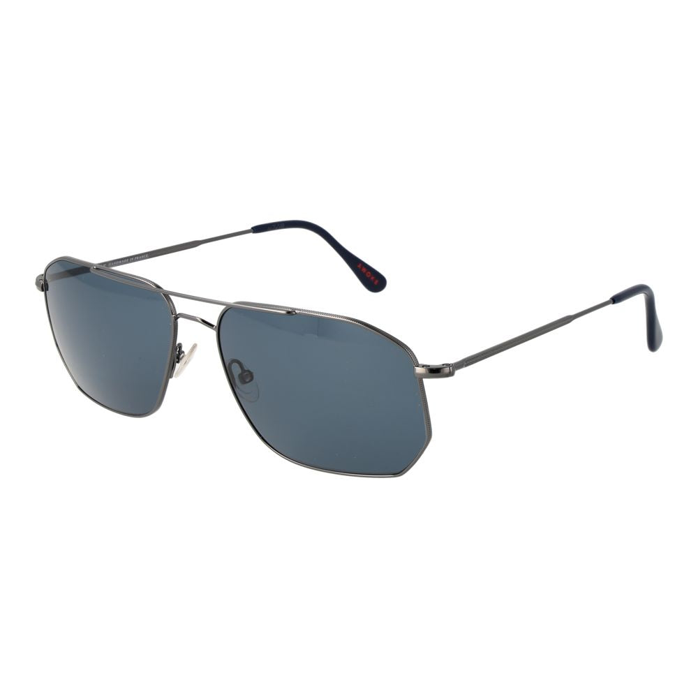 Andy Wolf Gray Unisex Sunglasses – Gunmetal Aviator Frame with Blue Mirrored Lenses, 60mm