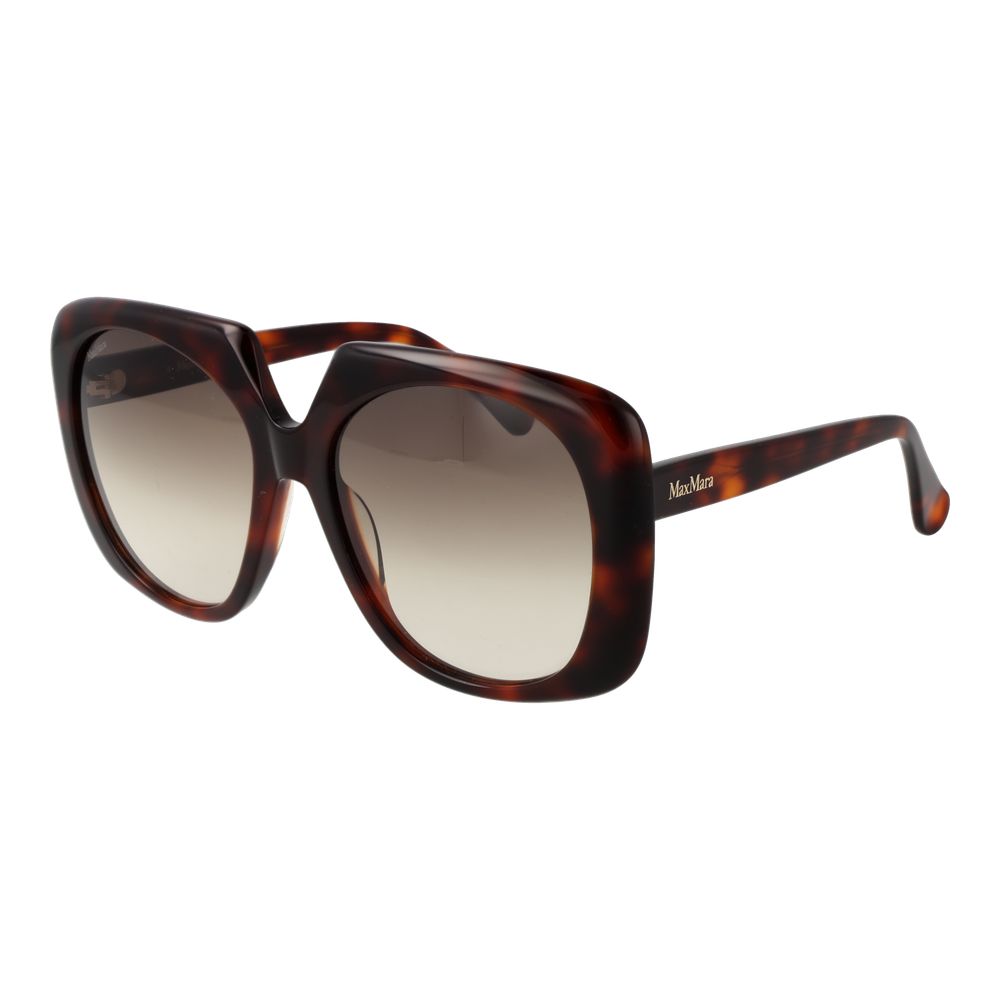 Max Mara Women’s Sunglasses – Brown Full-Rim Round Frame with Gradient Lenses, 56mm