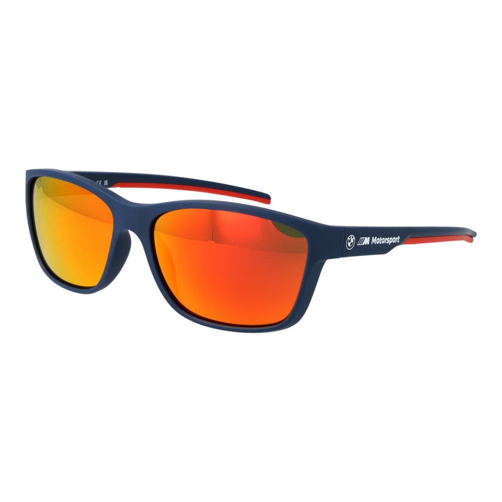 BMW Motorsport Blue Men's Sunglasses – Full-Rim Frame with Orange Mirrored Lenses, 60mm