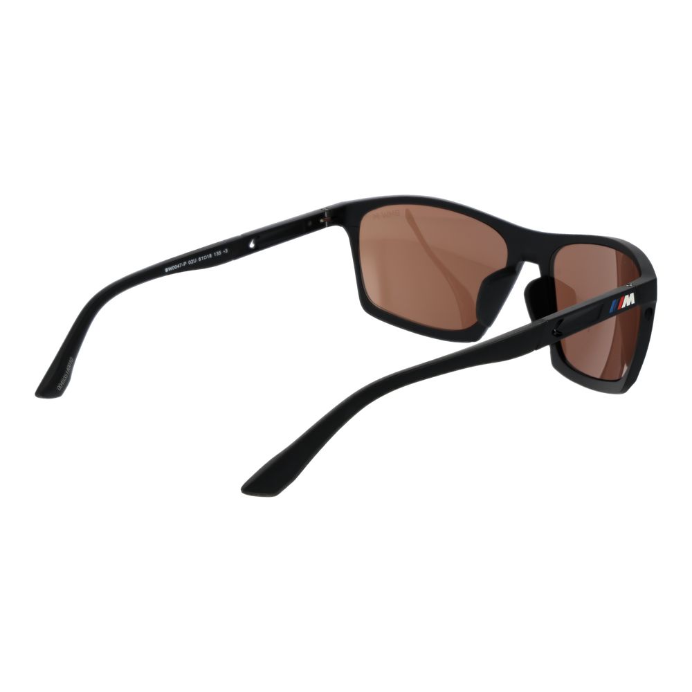 BMW Black Men's Sunglasses – Full-Rim Frame with Orange Mirrored Lenses, 61mm