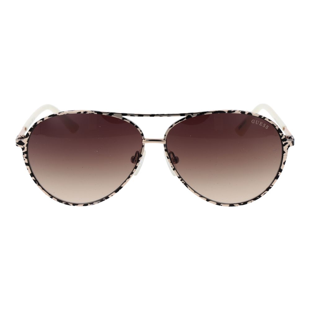 Guess Women’s Sunglasses – Cream Aviator Frame with Brown Gradient Lenses, 60mm
