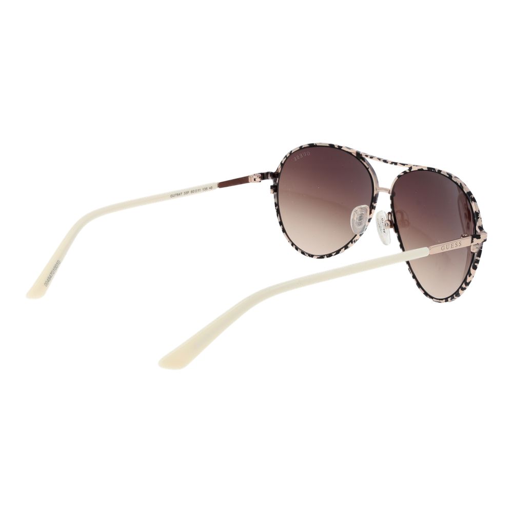 Guess Women’s Sunglasses – Cream Aviator Frame with Brown Gradient Lenses, 60mm