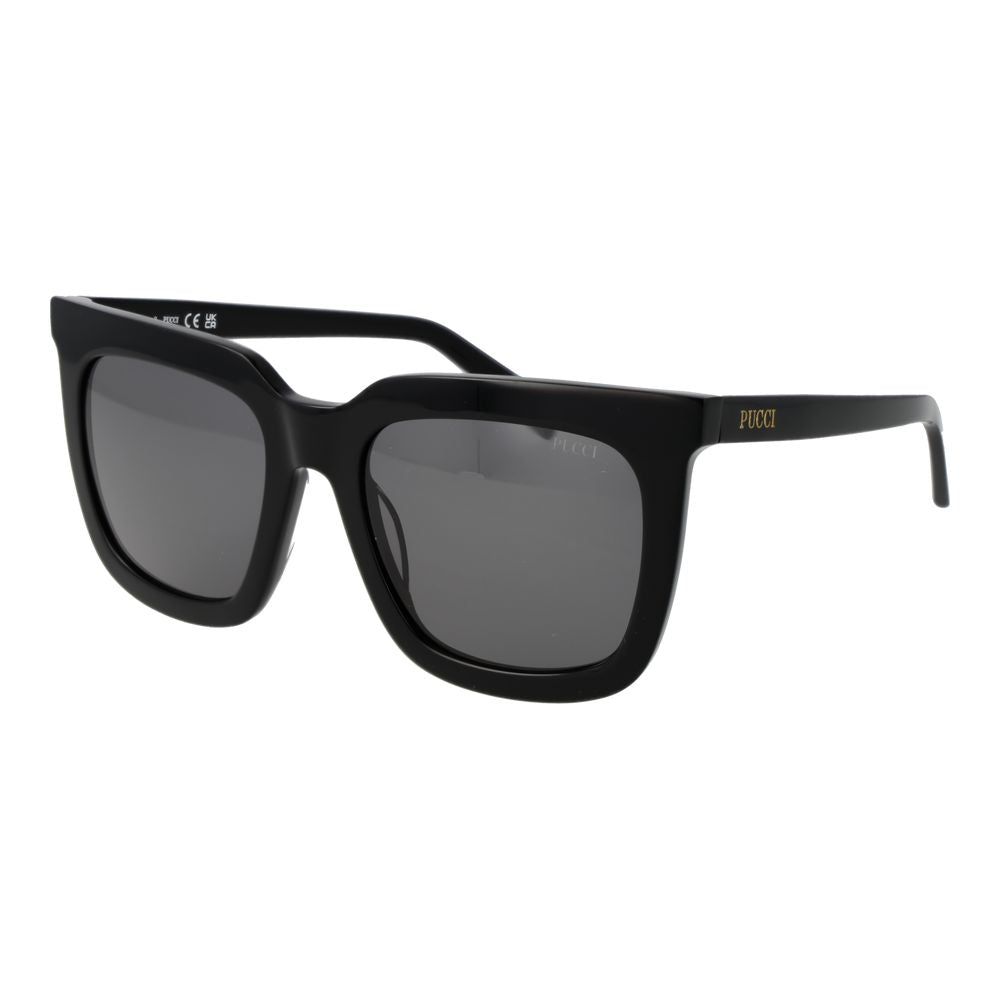 Emilio Pucci Women’s Sunglasses – Black Full-Rim Frame with Grey Lenses, 54mm