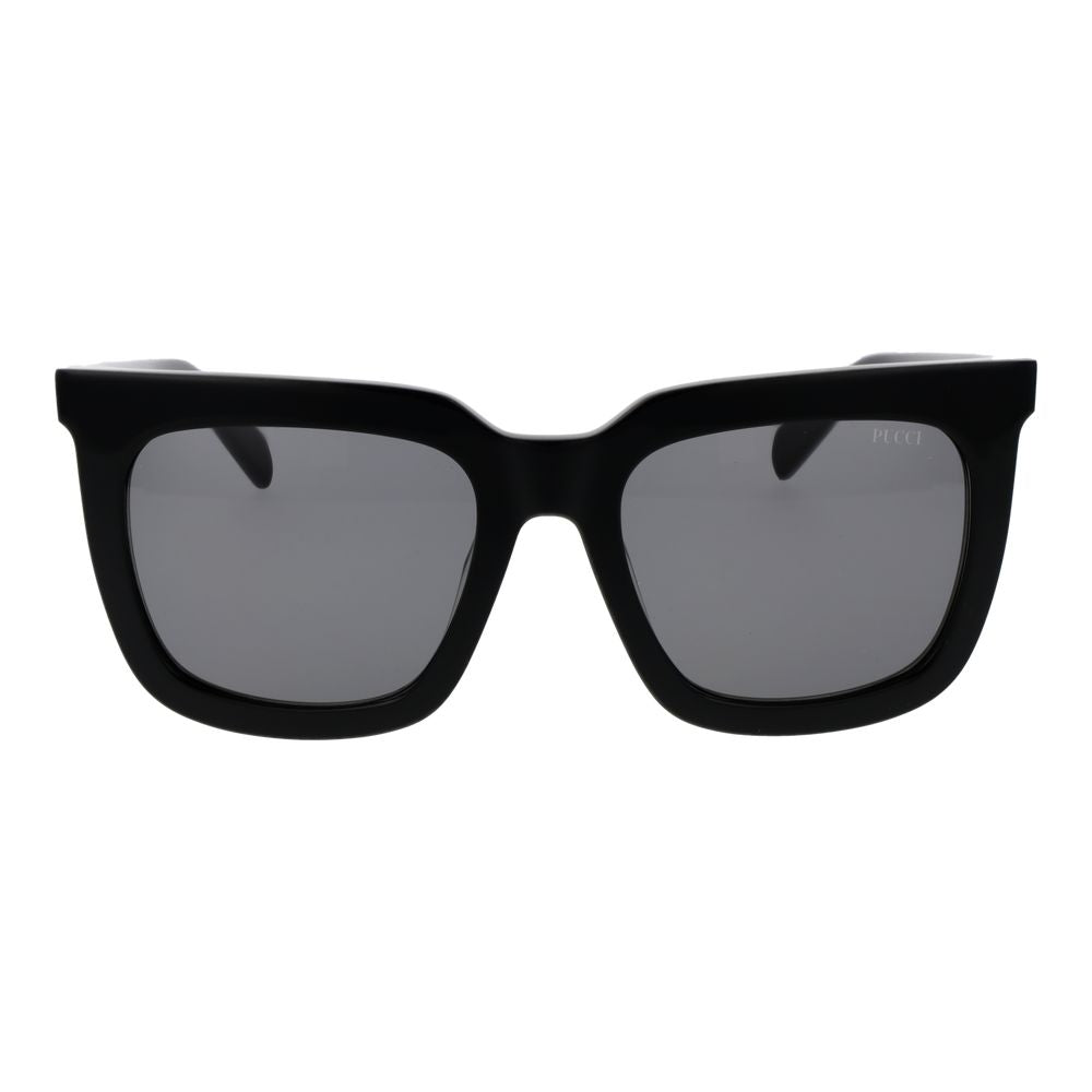 Emilio Pucci Women’s Sunglasses – Black Full-Rim Frame with Grey Lenses, 54mm