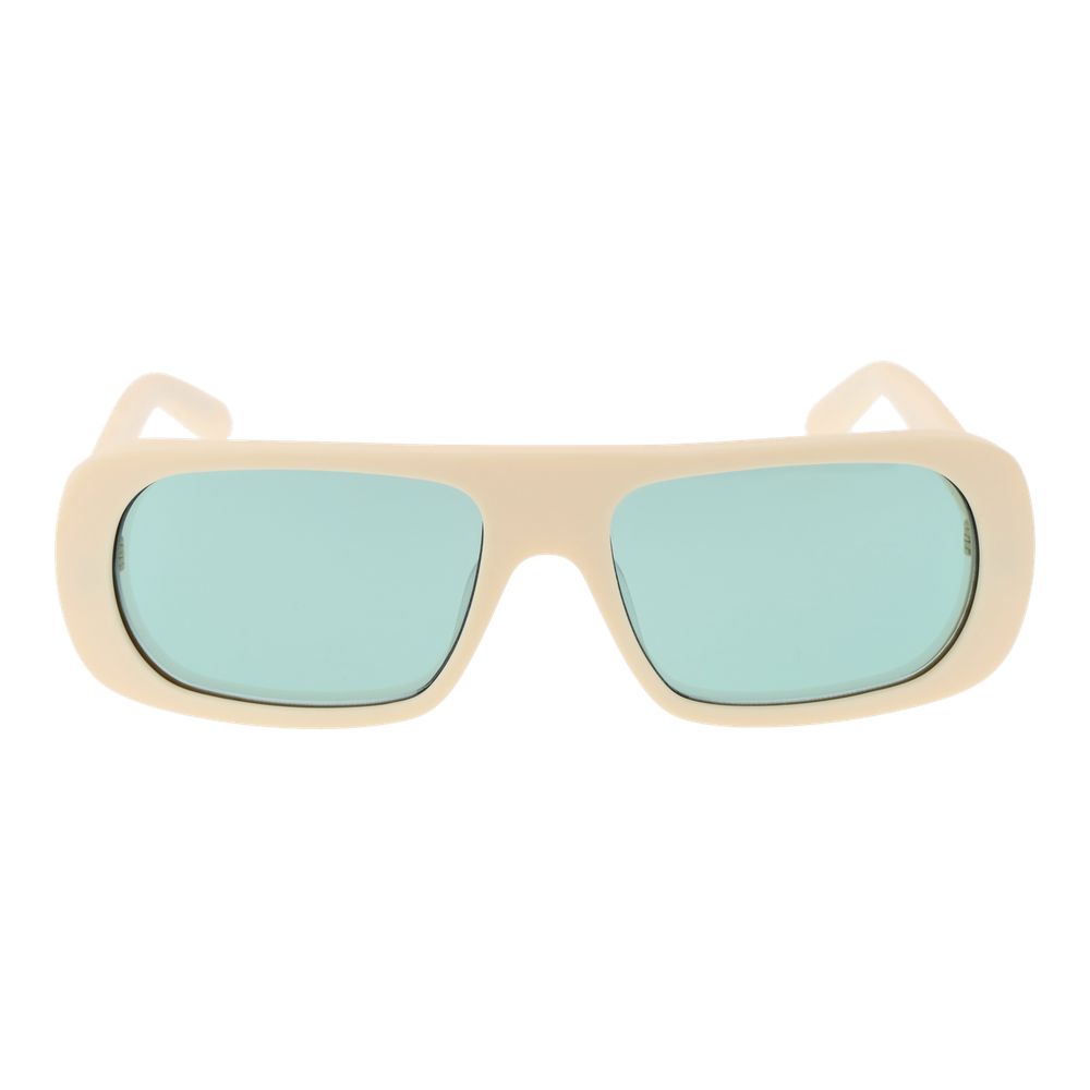 GCDS Unisex Sunglasses – Cream Full-Rim Frame with Turquoise Mirrored Lenses, 54mm