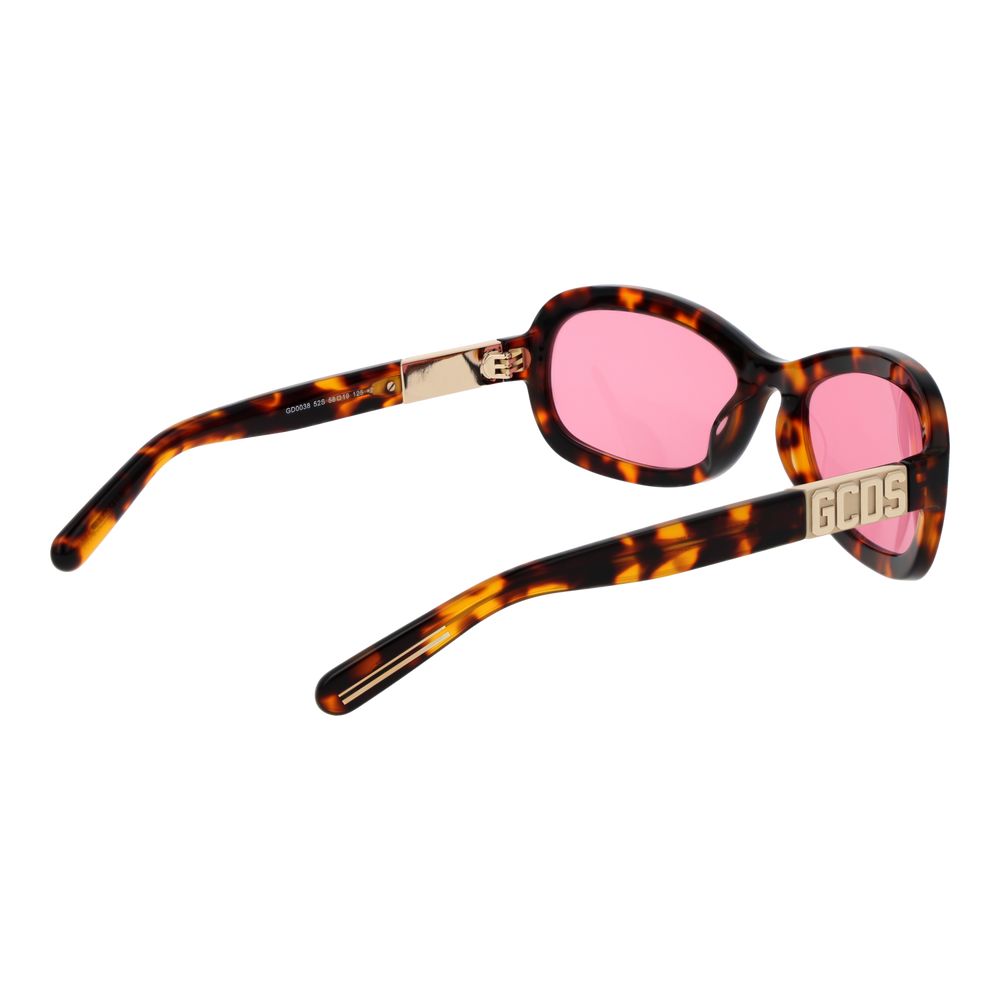 GCDS Unisex Brown Sunglasses – Full-Rim Frame with Rose Lenses, 58mm