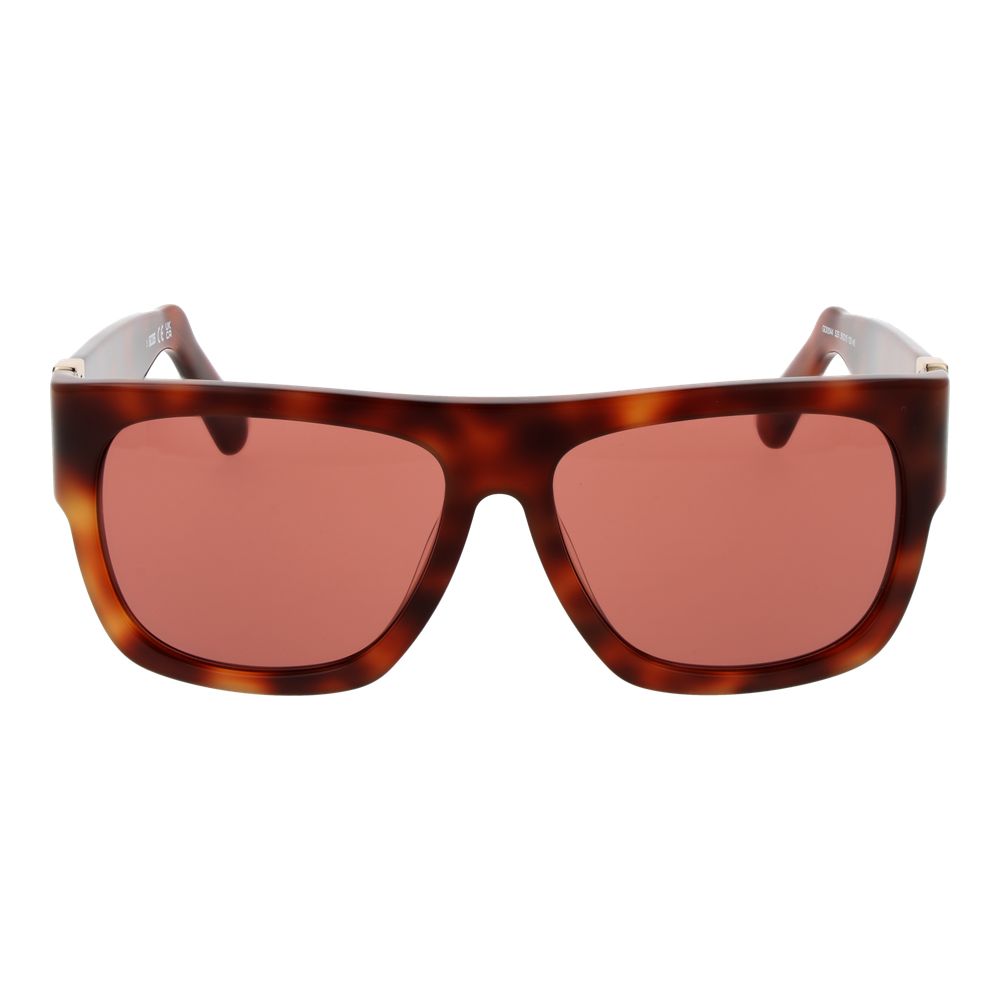 GCDS Unisex Sunglasses – Brown Square Frame with Red Lenses