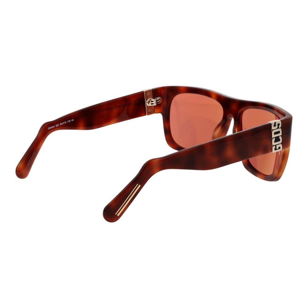 GCDS Unisex Sunglasses – Brown Square Frame with Red Lenses