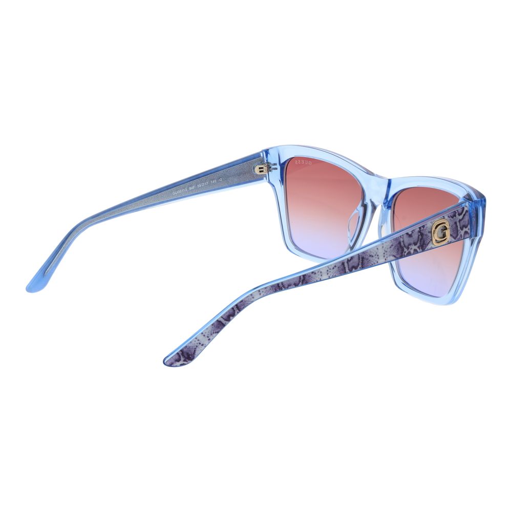 Guess Women’s Sunglasses – Blue Square Frame with Coral Gradient Lenses, 55mm
