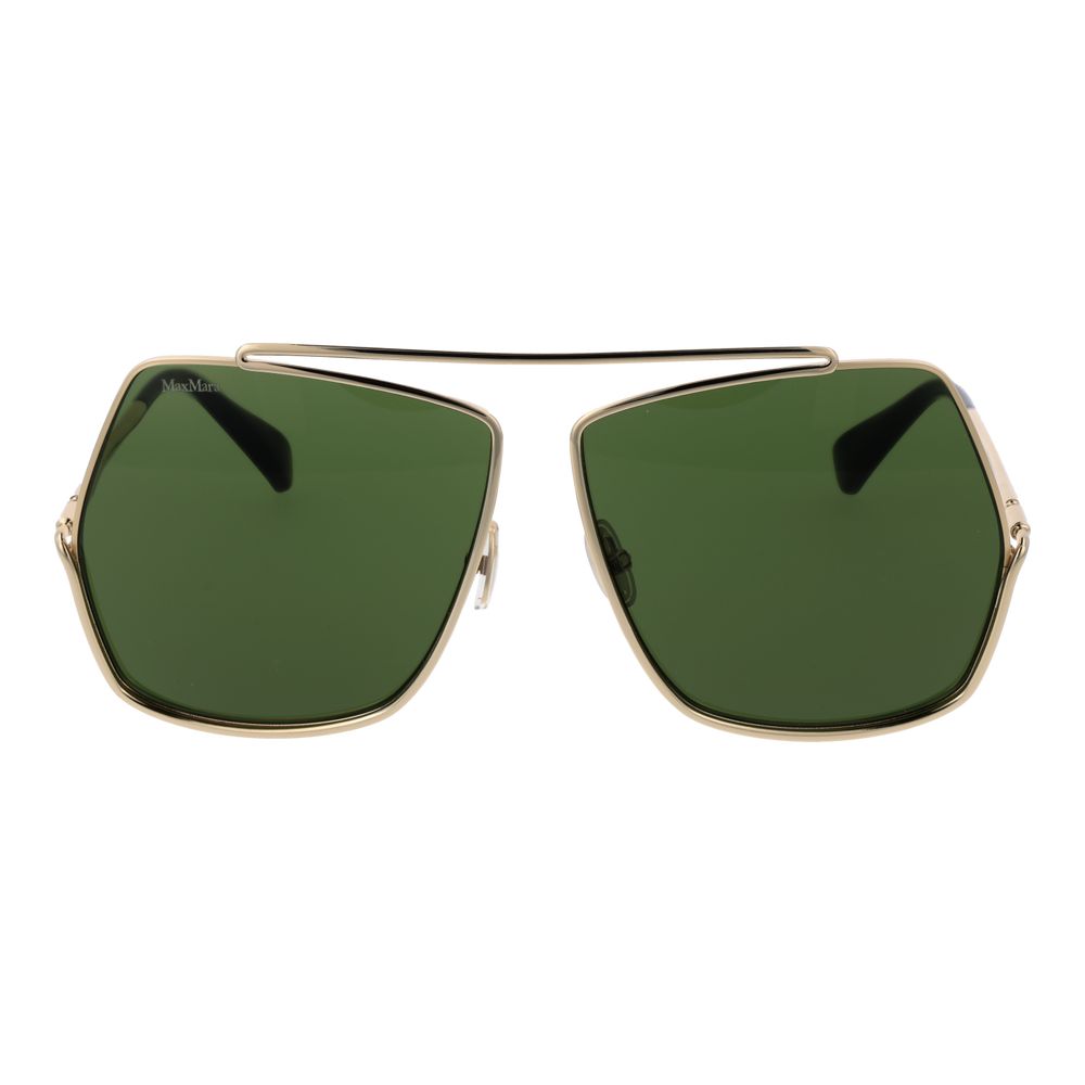 Max Mara Women's Sunglasses – Gold Metal Frame with Green Lenses, 64mm