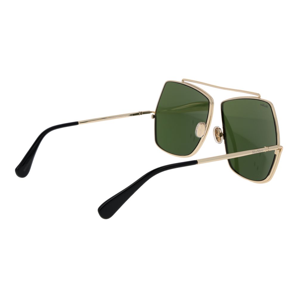Max Mara Women's Sunglasses – Gold Metal Frame with Green Lenses, 64mm