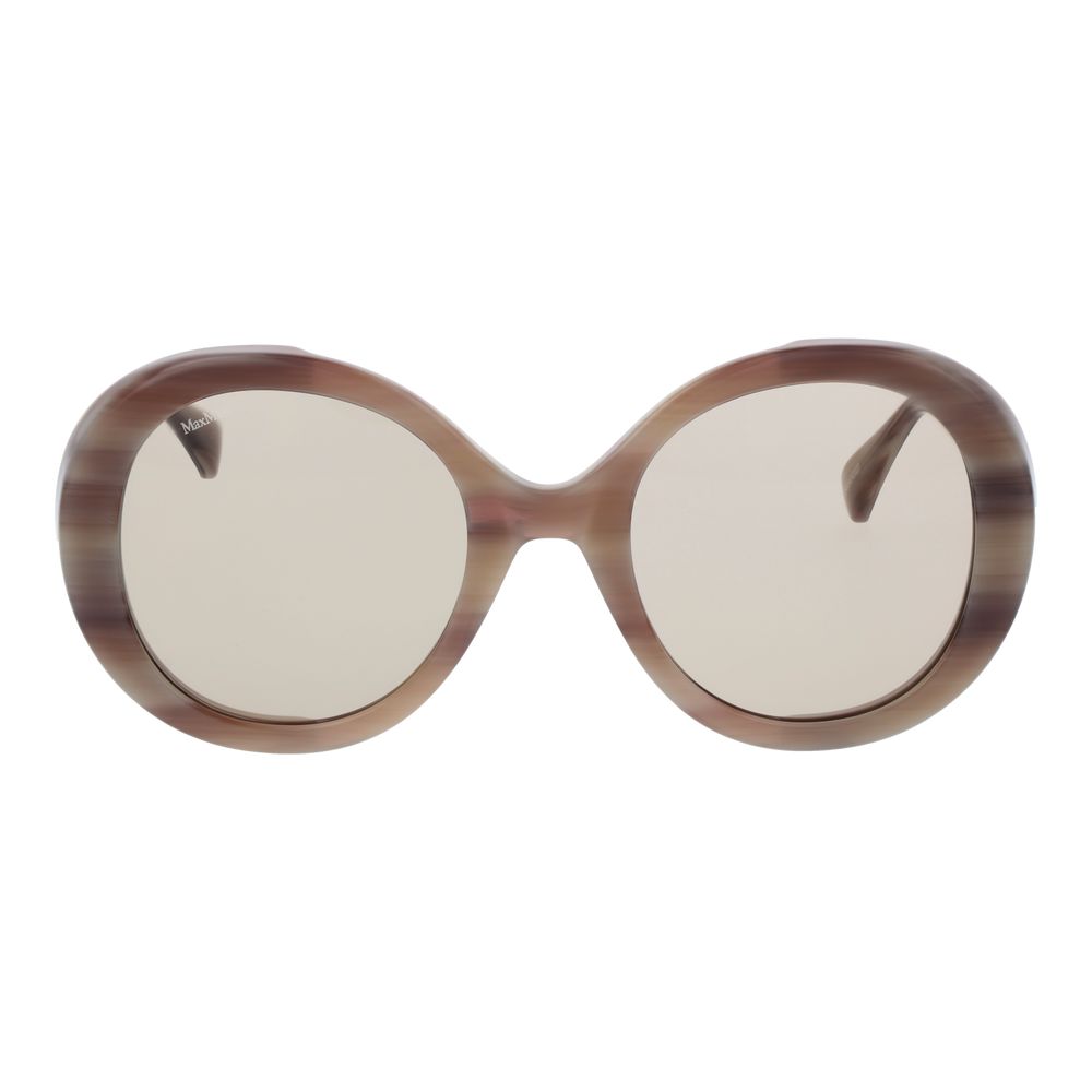 Max Mara Women’s Sunglasses – Cream Round Frame with Brown Lenses, 54mm