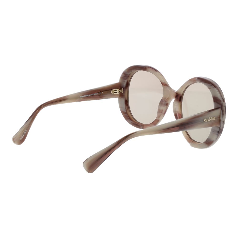 Max Mara Women’s Sunglasses – Cream Round Frame with Brown Lenses, 54mm