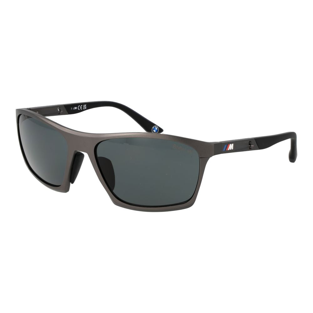 BMW Gray Men’s Sunglasses – Gunmetal Full-Rim Frame with Polarized Lenses, 61mm