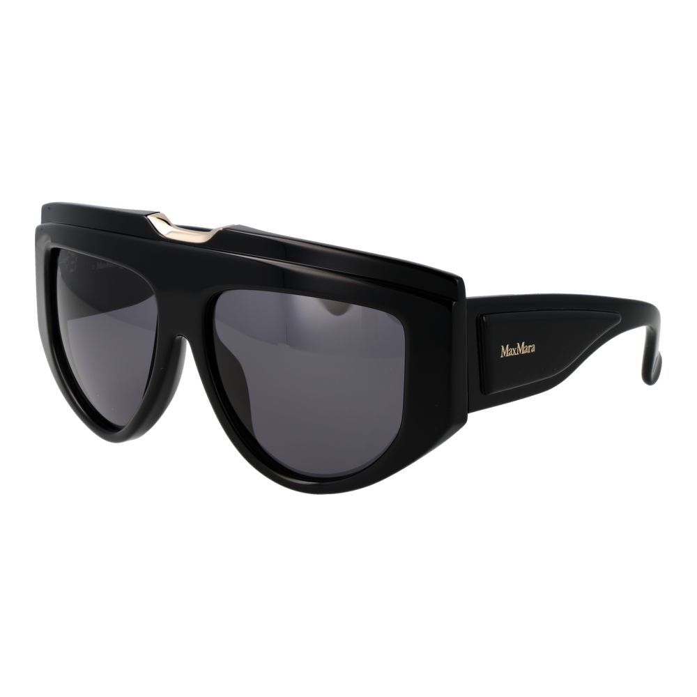 Max Mara Women’s Sunglasses – Black Rectangle Frame with Grey Lenses, 57mm