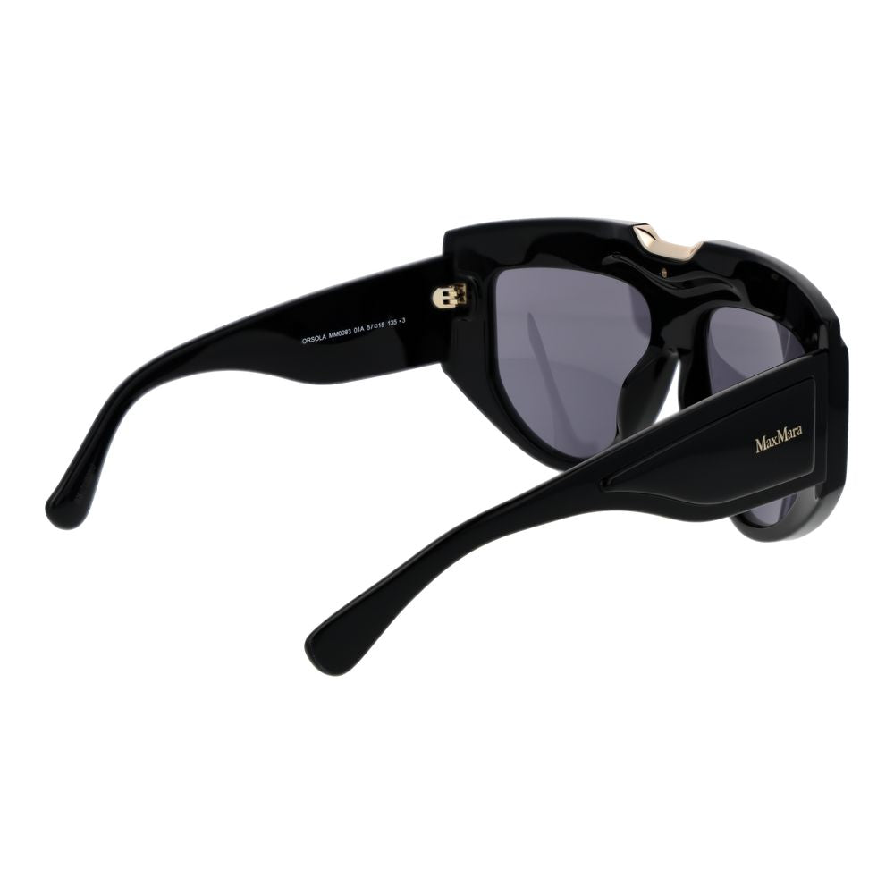 Max Mara Women’s Sunglasses – Black Rectangle Frame with Grey Lenses, 57mm