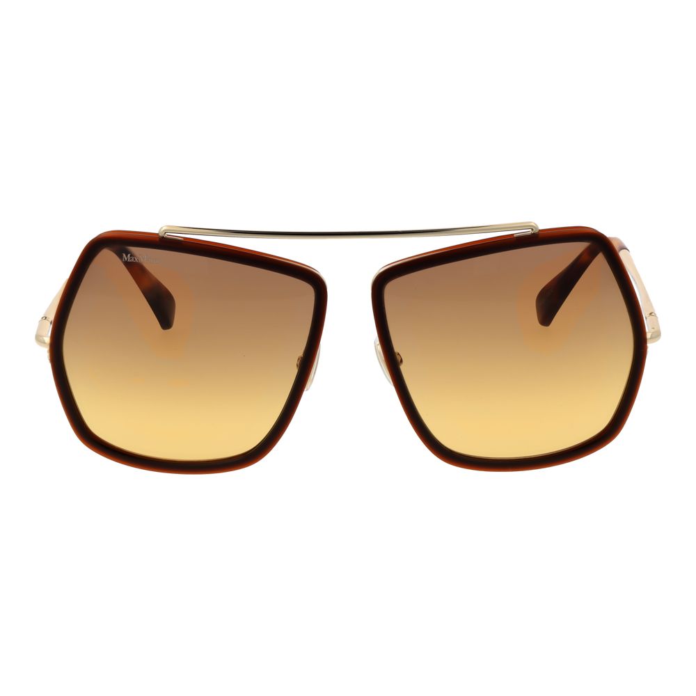 Max Mara Women’s Sunglasses – Brown Full-Rim Frame with Gold Gradient Lenses, 64mm