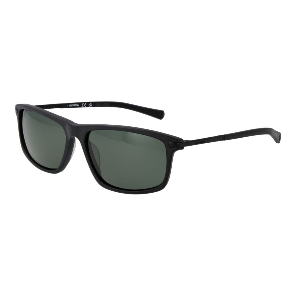 Harley-Davidson Men’s Sunglasses – Black Full-Rim Frame with Green Polarized Lenses, 59mm