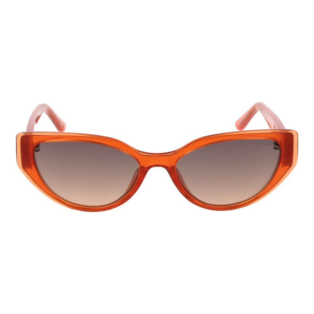 Guess Women's Cat Eye Sunglasses – Orange Full-Rim Frame with Brown Gradient Lenses, 52mm