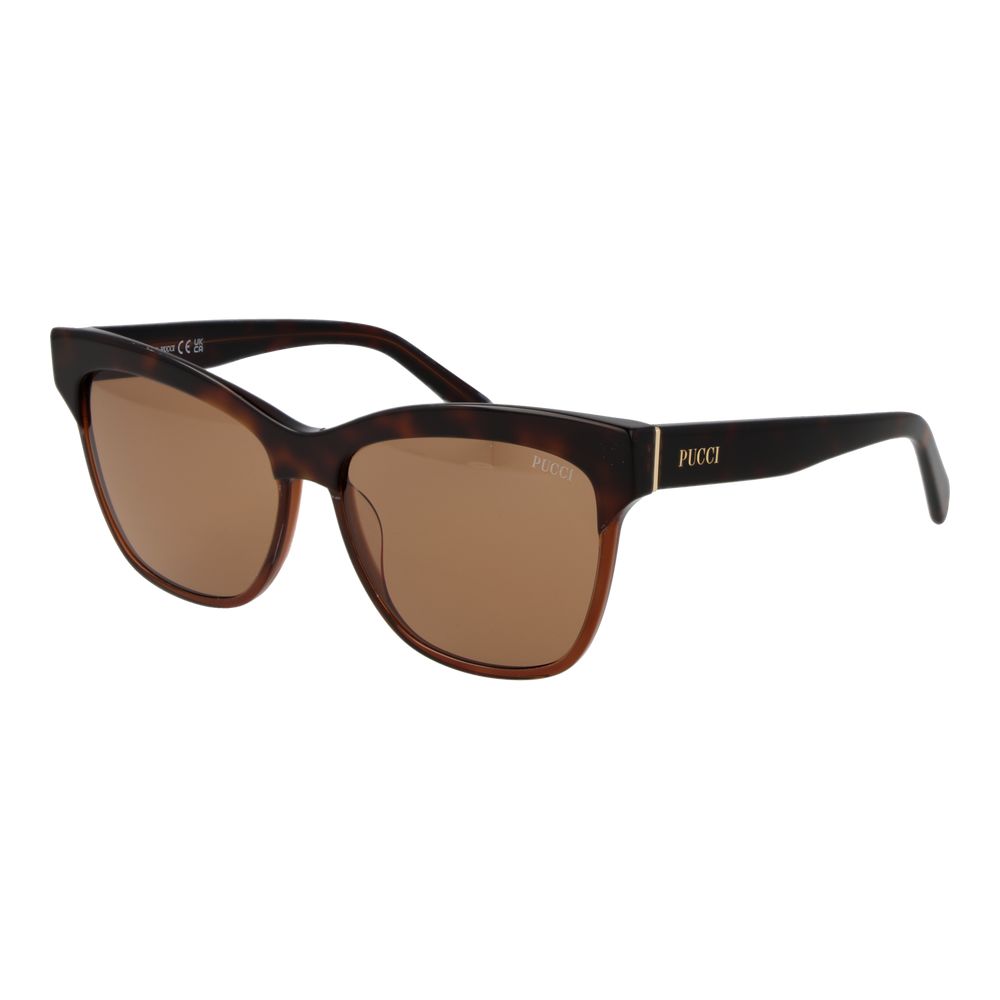 Emilio Pucci Women’s Sunglasses – Brown Full-Rim Frame with Orange Lenses, 57mm