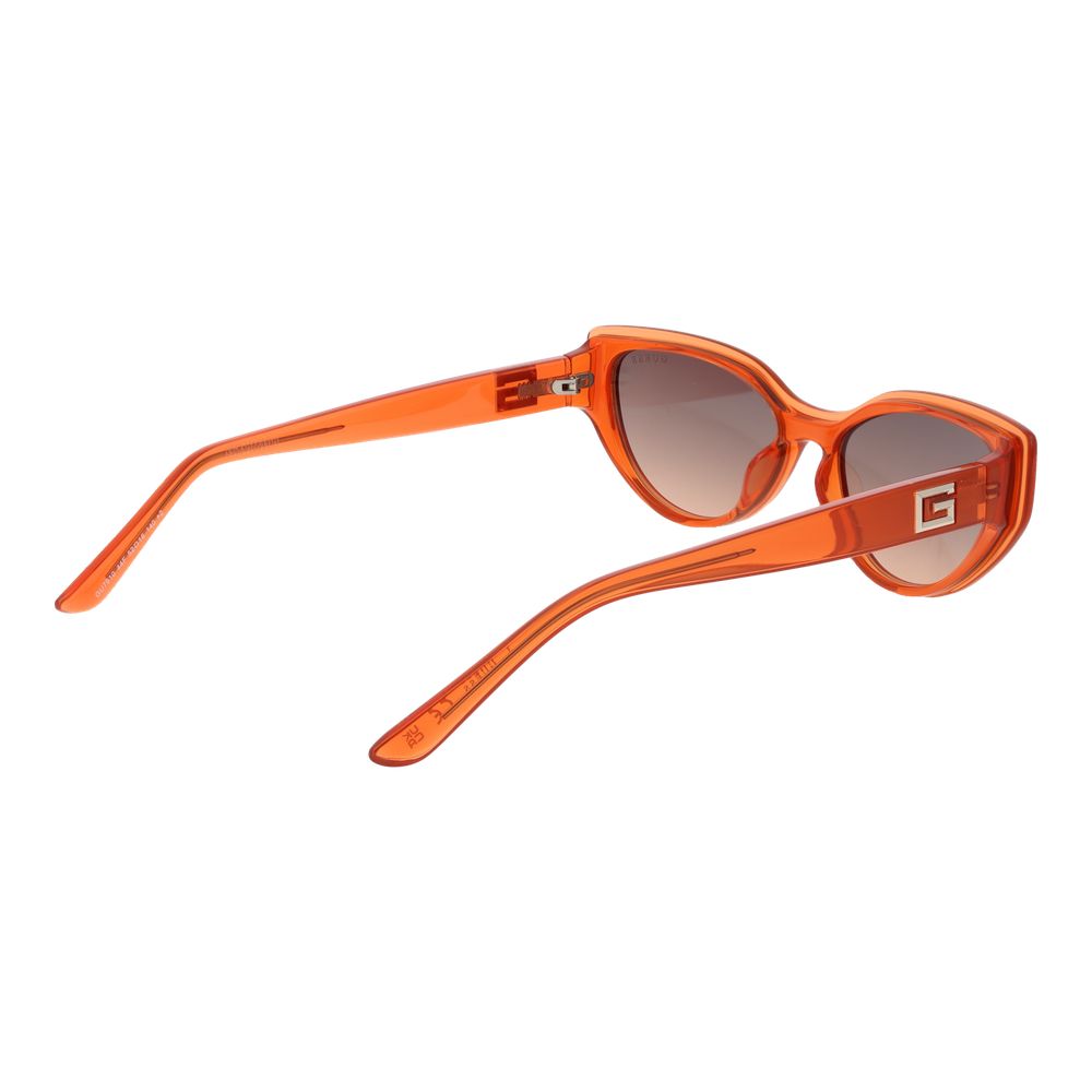 Guess Women's Cat Eye Sunglasses – Orange Full-Rim Frame with Brown Gradient Lenses, 52mm