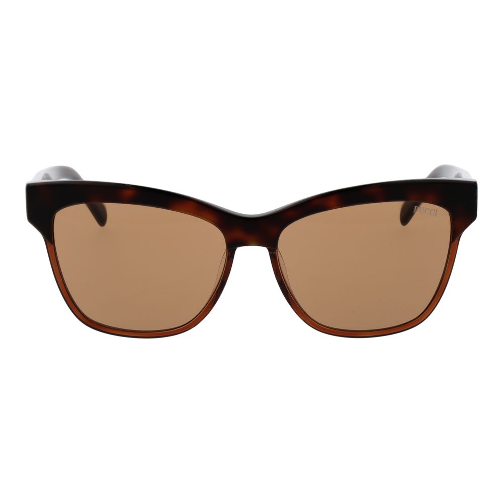 Emilio Pucci Women’s Sunglasses – Brown Full-Rim Frame with Orange Lenses, 57mm
