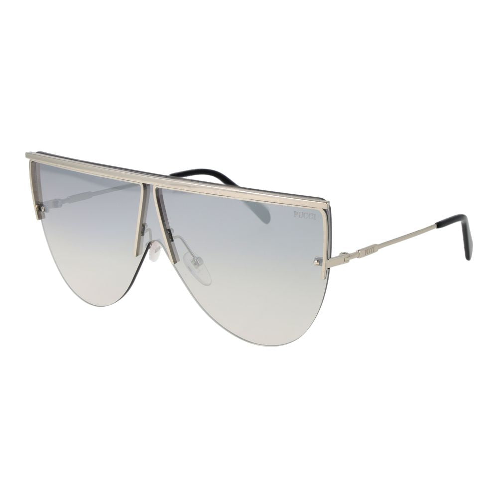 Emilio Pucci Women’s Sunglasses – Silver Metal Frame with Brown Mirrored Gradient Lenses, 142mm