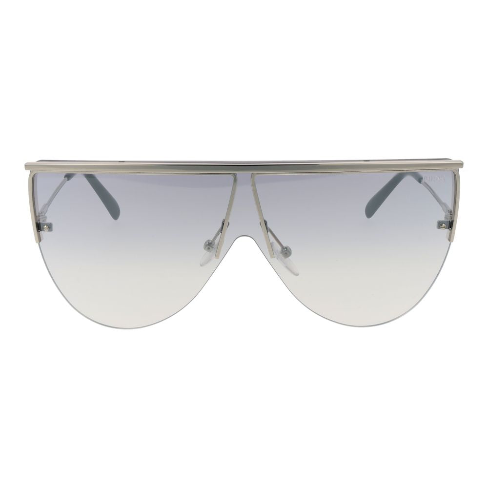 Emilio Pucci Women’s Sunglasses – Silver Metal Frame with Brown Mirrored Gradient Lenses, 142mm