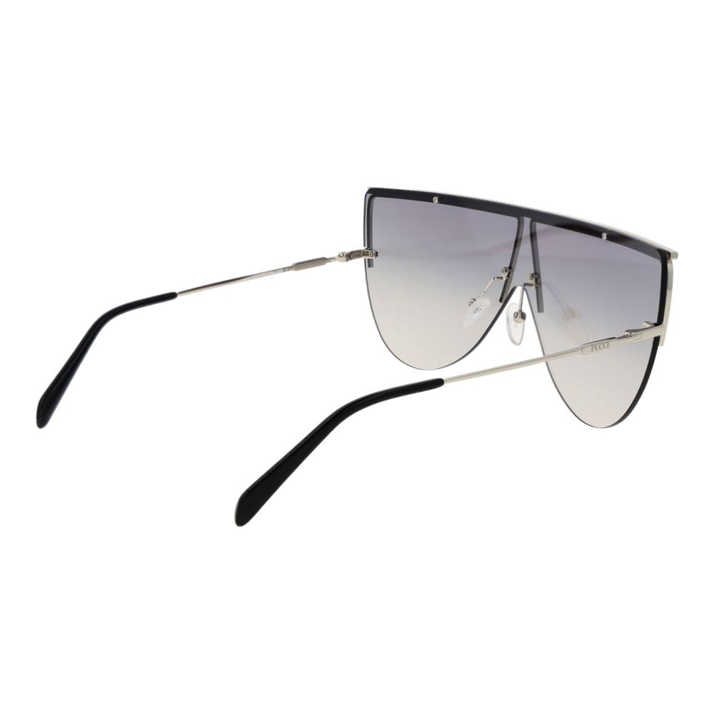 Emilio Pucci Women’s Sunglasses – Silver Metal Frame with Brown Mirrored Gradient Lenses, 142mm