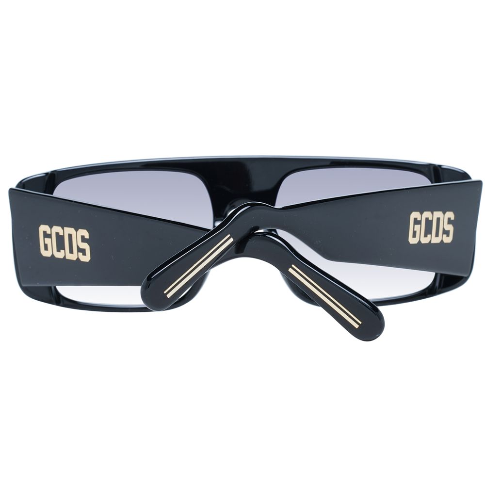 GCDS Unisex Sunglasses – Black Rectangle Frame with Grey Gradient Lenses, 56mm