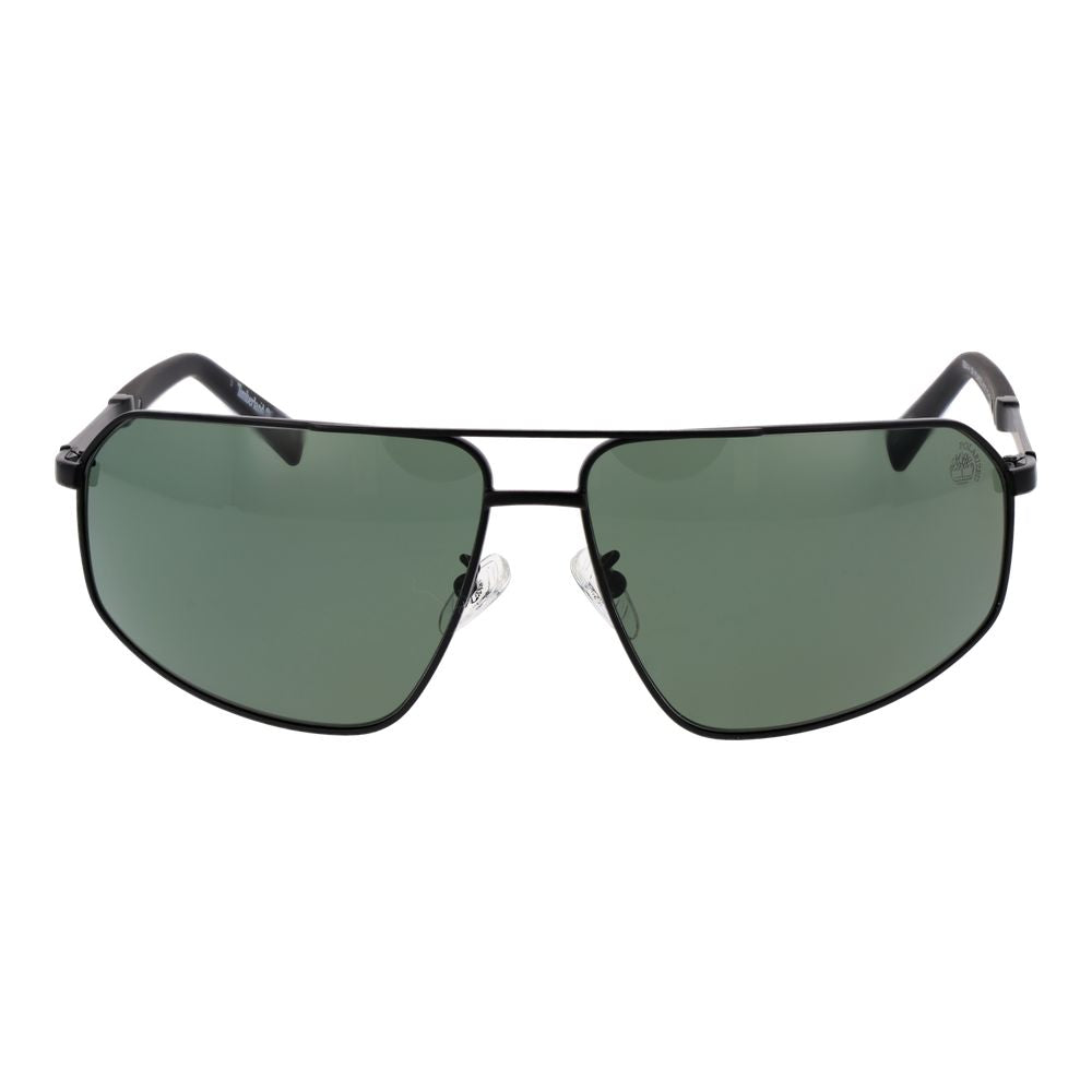 Timberland Black Men Sunglasses - Aviator Style with Polarized Green Lenses