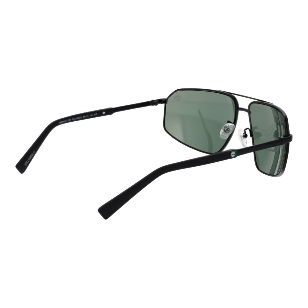 Timberland Black Men Sunglasses - Aviator Style with Polarized Green Lenses