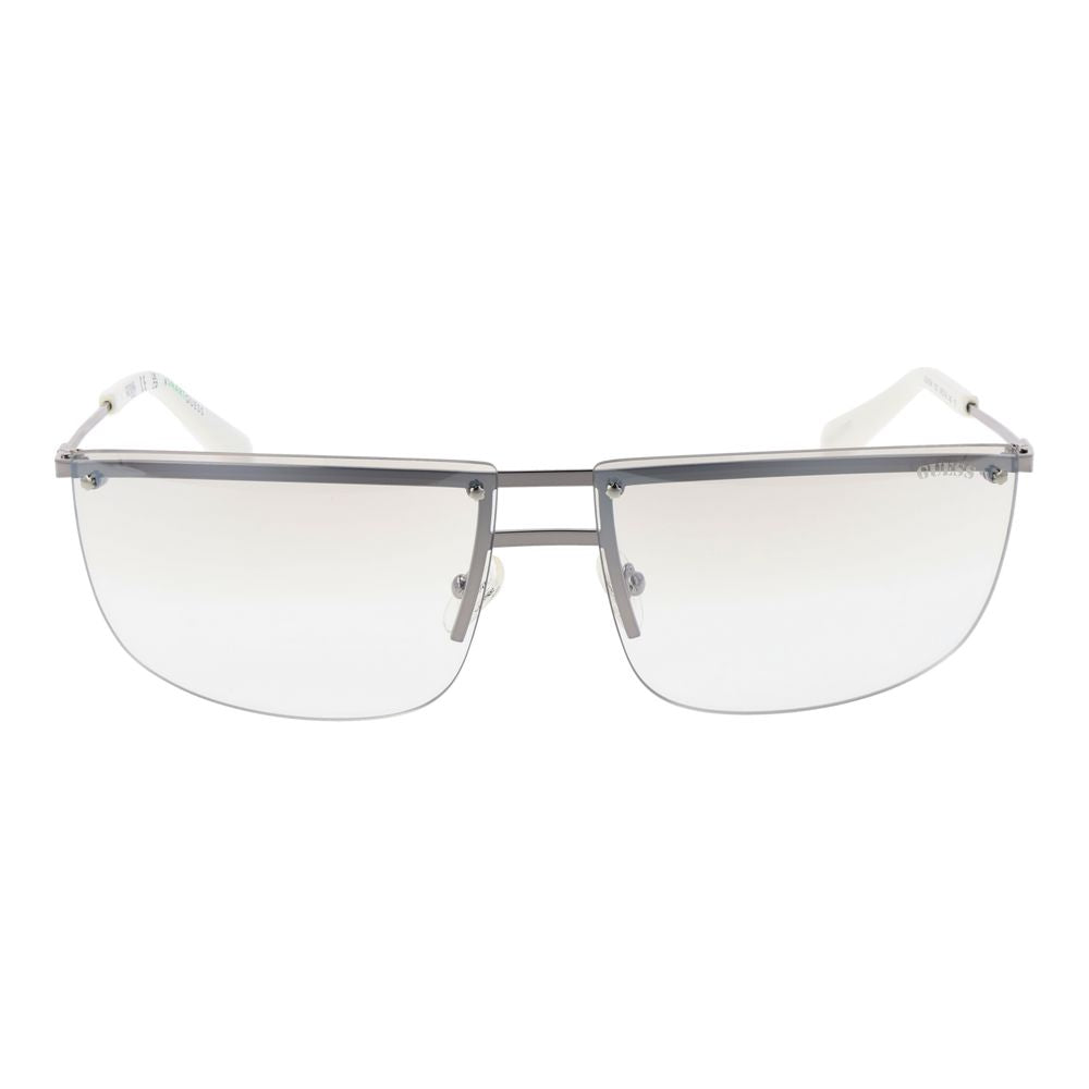 Guess Unisex Sunglasses – Silver Metal Frame with Transparent Gradient Lenses, 66mm