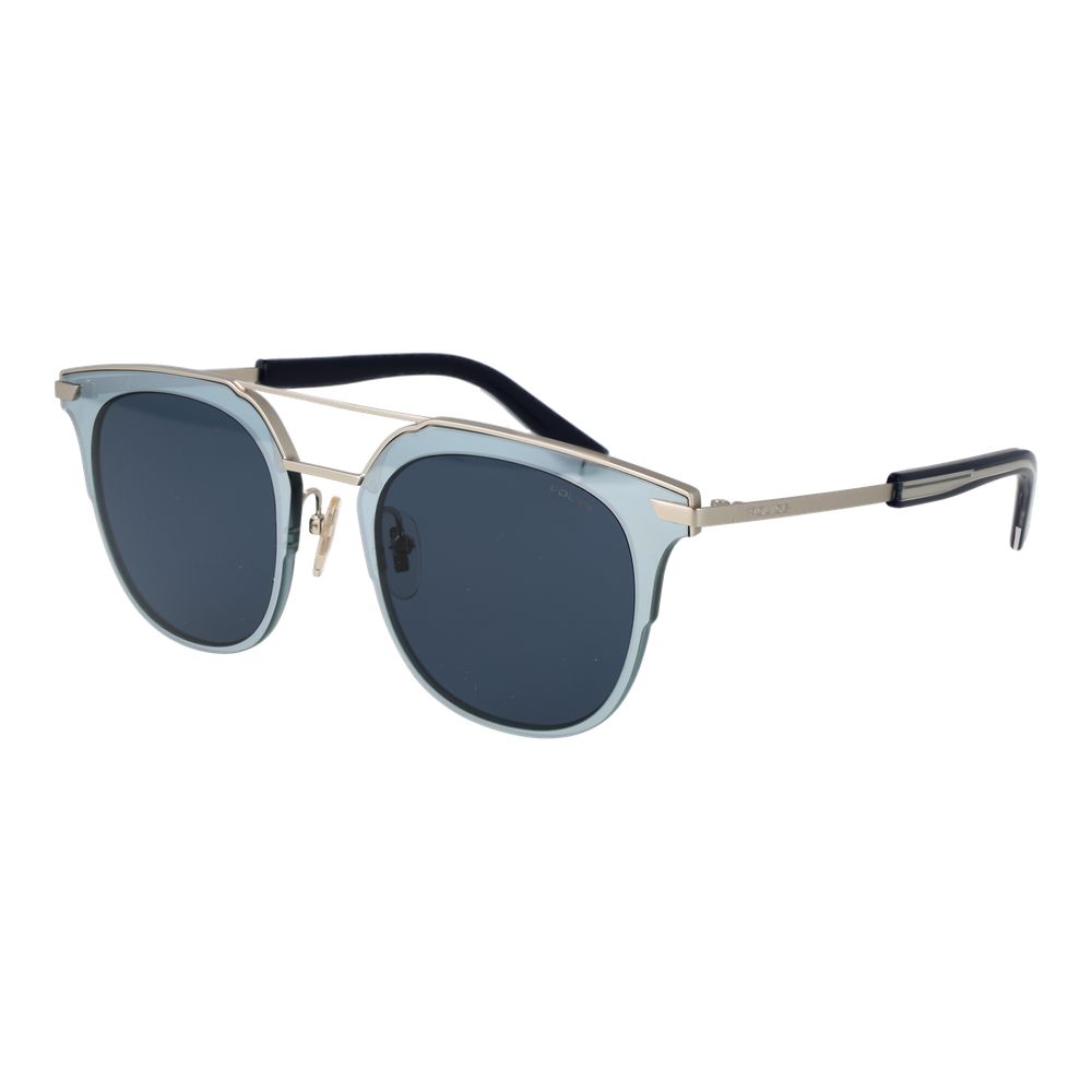 Police Blue Men’s Sunglasses – Stylish Full-Rim Metal Frame with Blue Lenses