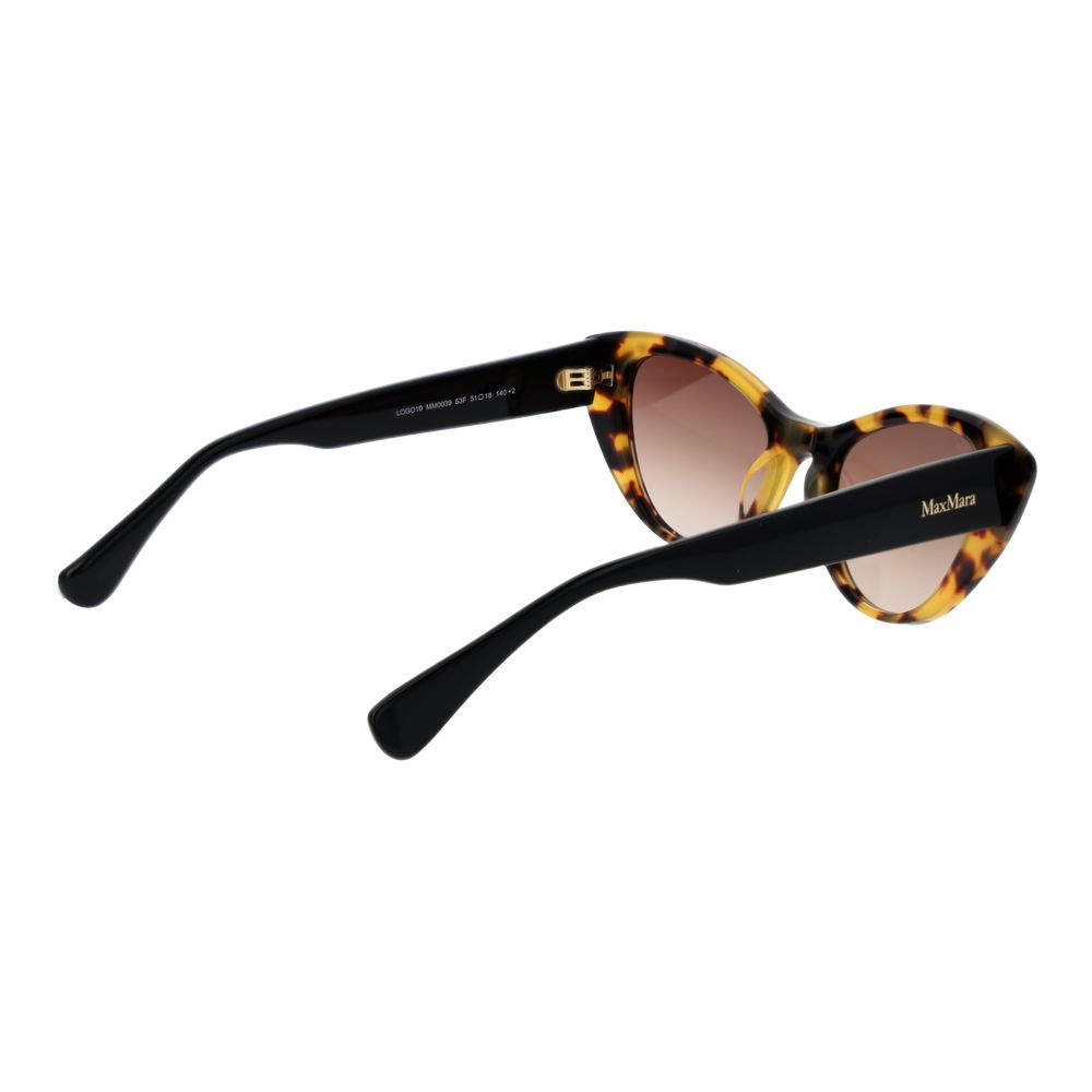 Max Mara Women’s Sunglasses – Yellow Cat Eye Frame with Brown Gradient Lenses, 51mm