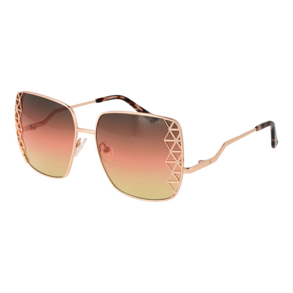 Marciano by Guess Women’s Sunglasses – Rose Gold Square Frame with Orange Gradient Lenses, 59mm
