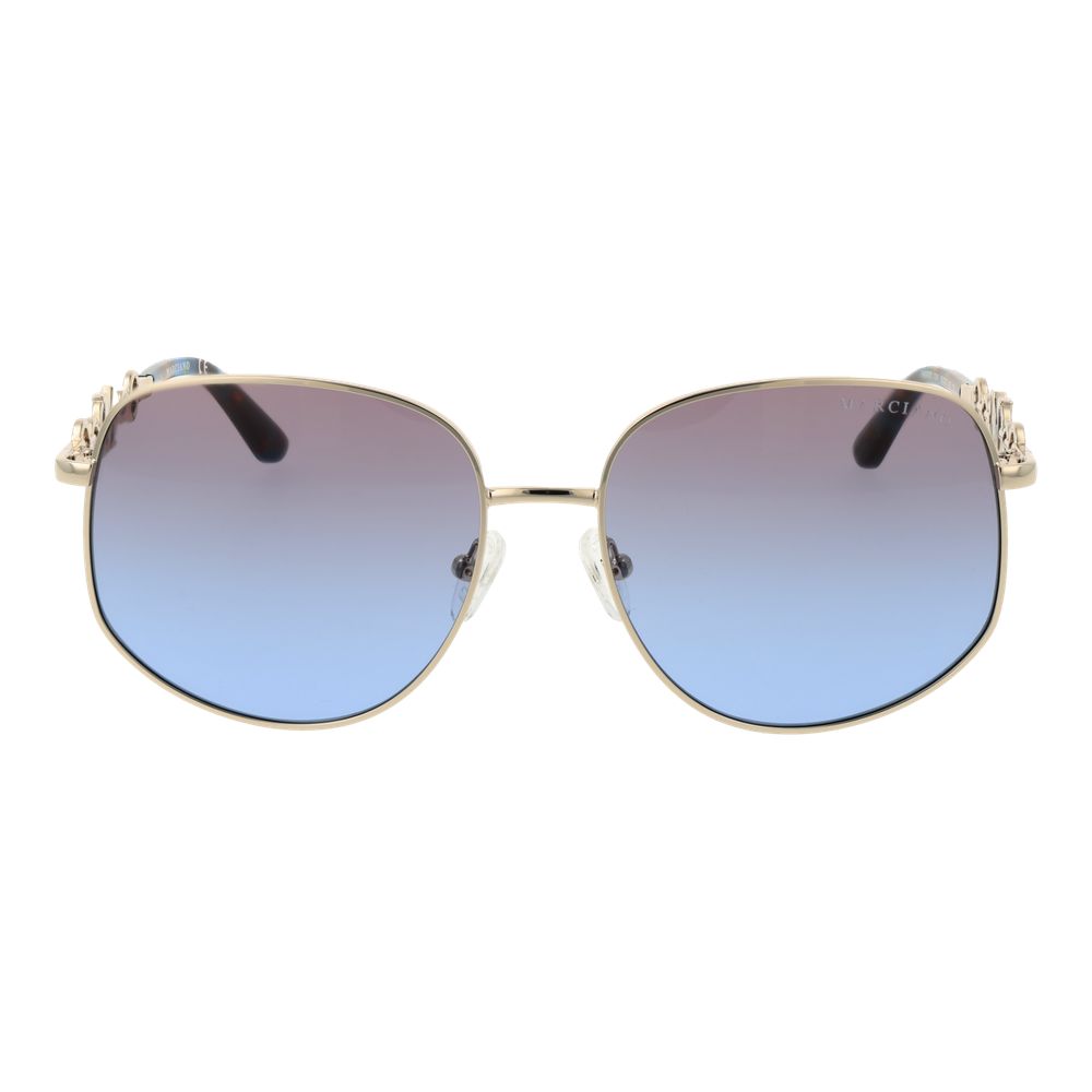 Marciano by Guess Women’s Sunglasses – Gold Round Frame with Blue Gradient Lenses, 59mm