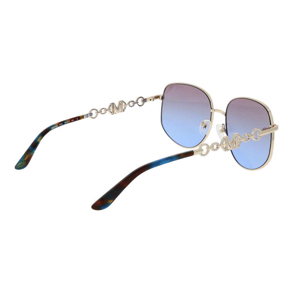 Marciano by Guess Women’s Sunglasses – Gold Round Frame with Blue Gradient Lenses, 59mm